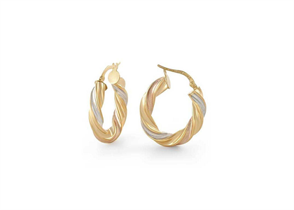 3 Tone Plated | Twisted Earrings